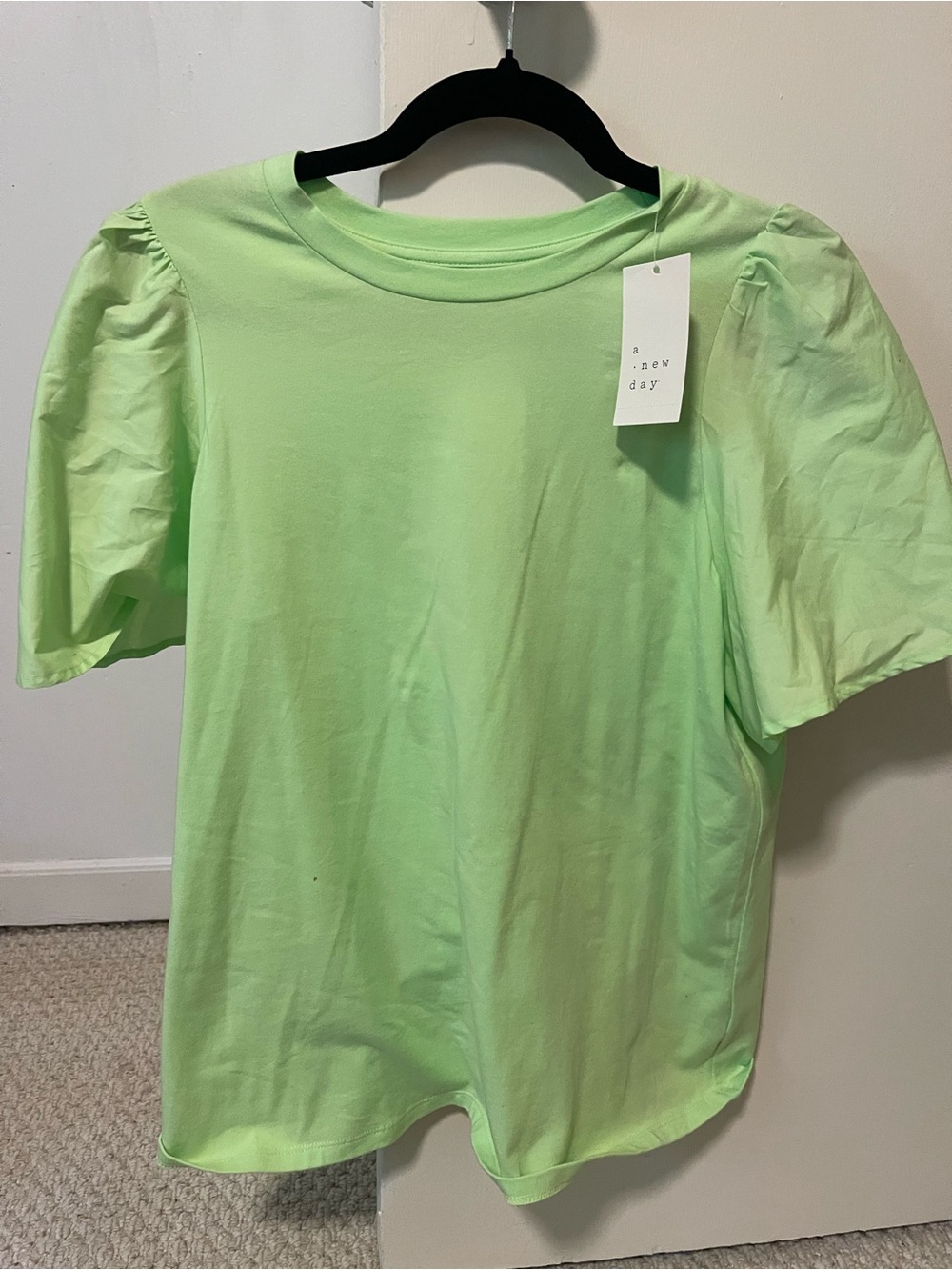 a new day Lime Green Puff Sleeve Tee